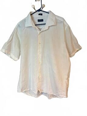 Peter Millar White Linen Cotton Blend Short Sleeve- 2XL